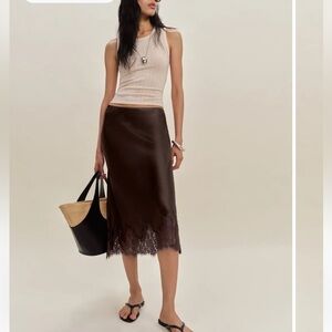 NWT Reformation Carolina Midi silk skirt